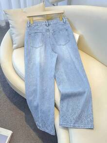 GlowEve Women's Pocket Button Casual Versatile Daily Wear Wide Leg Jeans - Blue - View 2