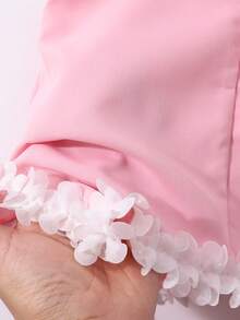 Summer Outfits 2pcs/Set Toddler Girls' Sleeveless Tank Top With Ruffle Trim & Floral Decor Paired With White Wide Leg Pleated Pants, Loose Straight Fit, Suitable For Summer Travel And Commute, Combining Style And Comfort Kids Pleated Skirt Sets Summer Two Piece Set For Girls Girls Coord Sets - Pink - View 11