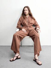 CUCCOO BIZCHIC 女士休闲时尚通勤及度假风编织露趾交叉凉鞋 - 咖啡 - 查看 6