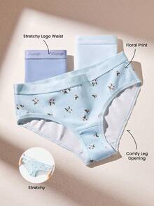 LUVLETTE 3条装纯棉中腰三角裤女士内裤套装 - 彩色 - 查看 3