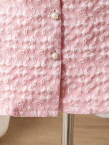 Glamorique Kids 2026春夏新款，少女粉色A字中长连衣裙，蝴蝶结翻领，可爱喇叭下摆，泡泡短袖，带拉链；少女粉色A字中长连衣裙，蝴蝶结装饰，泡泡短袖，可爱斜纹涤纶面料；少女可爱粉色A字中长连衣裙，泡泡短袖，翻领，喇叭下摆，蝴蝶结和珍珠纽扣，适合上学穿着；优雅派对礼服；夏季服装；柔软连衣裙。 - 粉色 - 查看 6