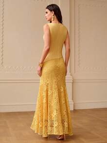 ZEYLAH 优雅简约修身长款鱼尾连衣裙，春夏款 - 黃色 - 查看 8