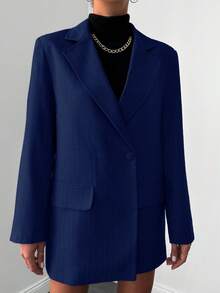EURMUSE Blazer A Rayas Con Solapa - azul real - Ver 4