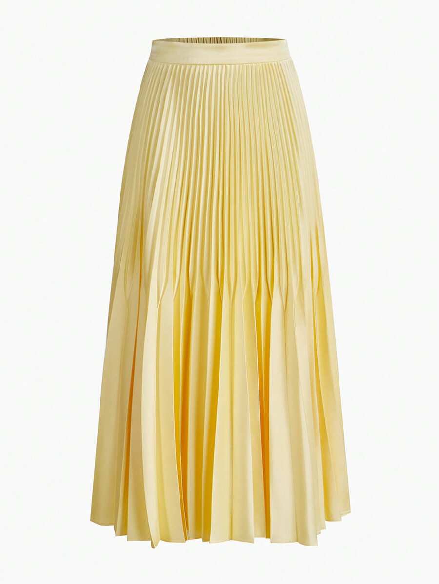 ZEYLAH 松紧腰褶饰飘逸裙,情人节,春夏 - 黃色 - 查看 1