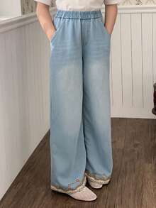 DAZY Girls' Wide Leg Jeans, Tween Girl Fall Clothes - Blue - View 3