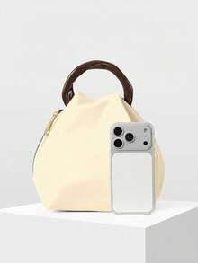 MOTF PREMIUM TAS TANGAN LIPAT WANITA WARNA POLOS, ELEGAN DAN SEDERHANA, UNTUK PAKAIAN SEHARI-HARI UNTUK BEKERJA DAN BERPERJALANAN - Butter Yellow - View 4