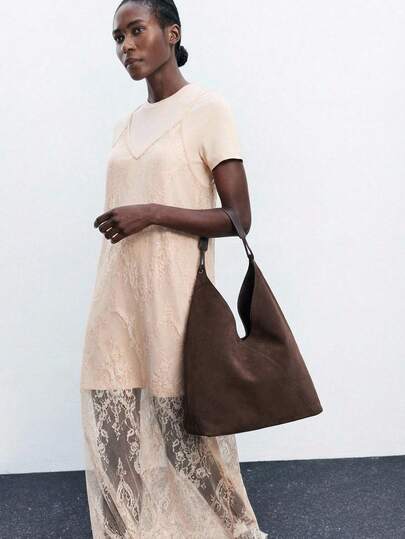 Maija Ladies, Women Shoulder Bag, Hobo Bag, Suede, Suede Bag, Retro,Vintage, Fashionable, Elegant , Simple, Personalized, Versatile, Classic, For Commute, Office, Date, Daily, Shopping, Afternoon Tea