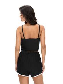 Black Label Women's Sweet & Cool Style Camisole & Shorts Set - Black - View 2