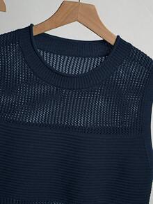 Franclia Women's Summer Vacation Casual Hollow-Out Knit Vest & Skirt 2 Pieces Set Vest And Skirt Set Summer Two Piece Set Two Piece Set Women Mesh Two Piece Set Ribbed Two Piece Set - Royal Blue - View 3