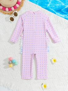 柔软可爱的火烈鸟元素，让女宝宝的梦幻海边时光从这套甜美的泳衣套装开始！ - 粉色 - 查看 3