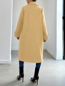 SHEIN Cottnline Women'S Notched Lapel Woolen Coat - Apricot - View 2