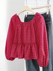 SHEIN Tween Girls' Plaid Casual Shirt, Versatile Blouse For Daily Wear, Party And Date - Pink - View 2