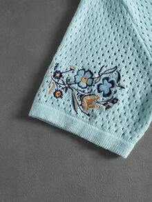 ROMWE MEN Men's Floral Print Polo Collar Knit Short Sleeve - Multicolor - View 4