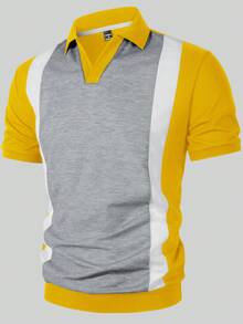 Manfinity Homme Men's Casual Commuting Contrast Color Short Sleeve Polo Shirt Mens Rugby Shirt Mens Golf Shirt - Multicolor - View 3
