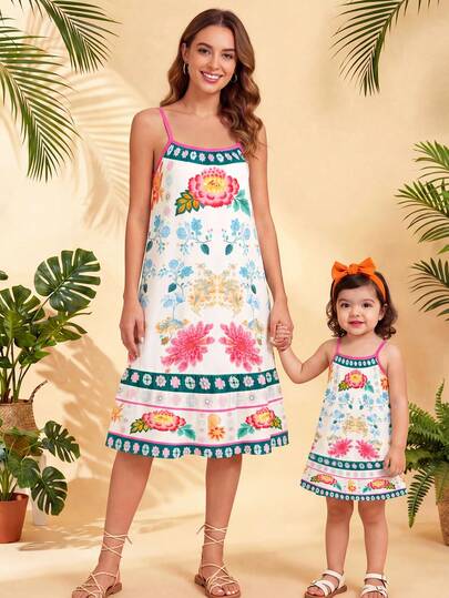 1 pieza Vestido de estilo chino vintage para niñas bebés, de 6 meses a 2-3 años, con base blanca y estampado floral de peonía colorido + recortes florales, tela ligera, elegante y fresca para usar en verano en la playa o en el día a día