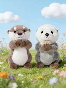 MINKOJA - BESTSELLERS 可爱的水獭毛绒玩具，仿真水獭造型，采用貂毛材质，触感柔软，是送给动物爱好者的理想礼物。它既是生日礼物，也是各种节日礼物的绝佳选择，还可作为沙发床表面的装饰摆件。 - 彩色 - 查看 5