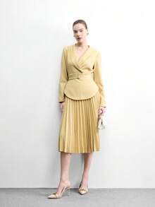 CUCCOO BIZCHIC 女士春夏金属扣装饰尖头细跟9厘米高跟鞋纯色通勤约会日常度假鞋 - 米色油皮 - 查看 6