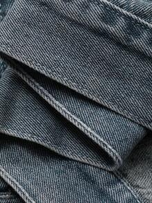 DAZY Women's Hooded Loose Long Sleeve Casual Denim Top - Medium Wash - View 7