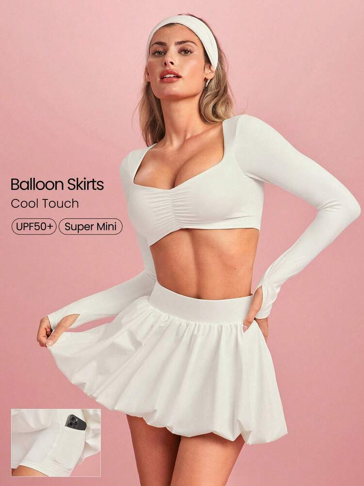 Major Moves UV Protection Sweat-Wicking Quick-Dry Cool Feel Built-In Shorts Pocket Anti-Slip Grips Micro Bubble Mini Skirt Golf Tennis Pickleball Daily Casual Wear