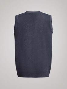 Officeau 男士秋冬菱形图案针织背心毛衣 - 灰色 - 查看 2