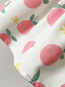 SHEIN Playful Pals 1件女婴舒适休闲常规厚度可爱水果印花方领荷叶袖基本款撞色可爱3D蝴蝶百搭简约优雅连衣裙，适合夏季郊游、上学、旅行、度假和日常穿着 - 彩色 - 查看 6