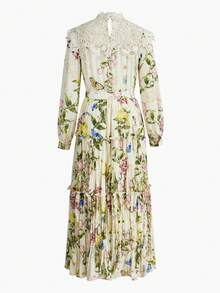 ZEYLAH 花卉印花褶边连衣裙,情人节装,春夏 - 黃色 - 查看 2