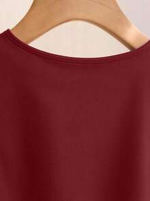 SHEIN Franclia Elegant Sleeveless Burgundy Tank Top For Women Featuring Deep V Neck And Pearl Rhinestone Details - Burgundy - View 6