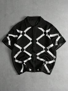 ROMWE MEN Men's Turndown Collar Vacation Knitted Sweater - Multicolor - View 1