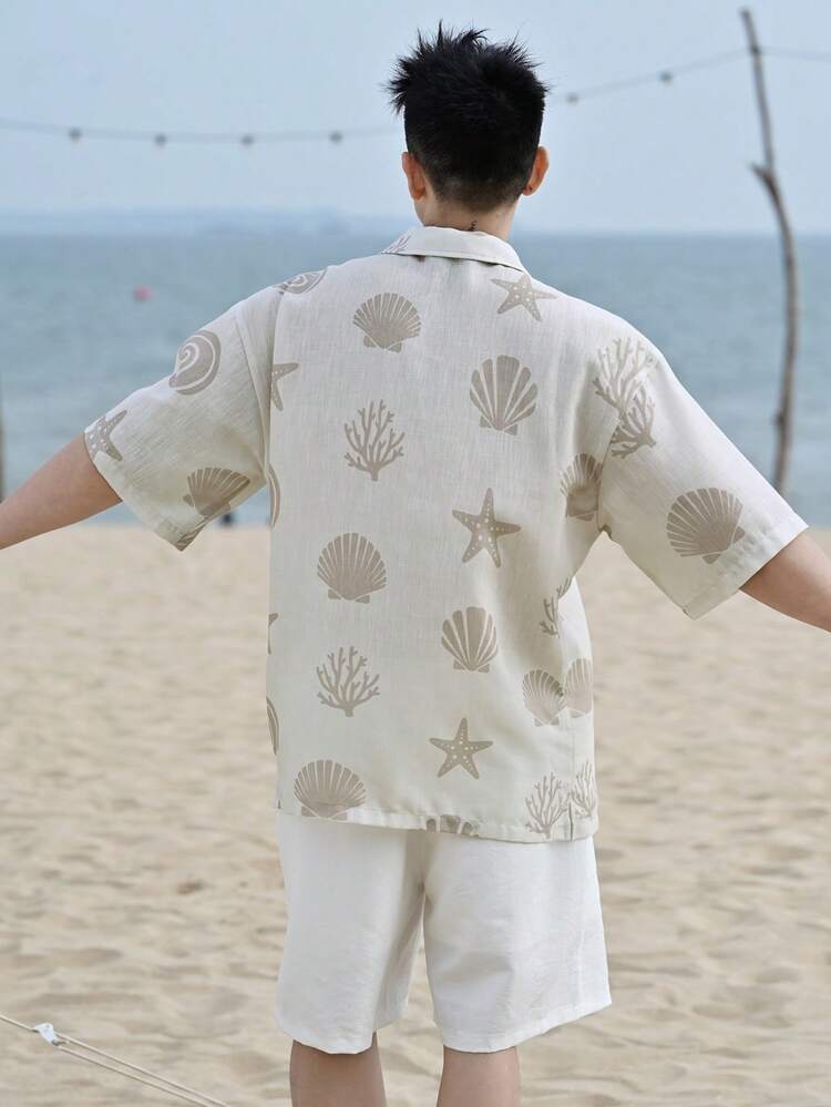 Men's Floral Print Short Sleeve Shirt, Summer