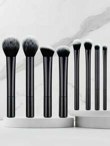 High-Quality 8pcs/Set Black Glossy Professional Makeup Brush Tool Kit Including Powder, Blush, Contouring, Eyeshadow, Highlighter Brush With Material For Impeccable Makeup Look,Brush Set,Makeup Brush Kit,Make Up Brush Set,Make Up Set Complete,Makeup Brush Set,Complete Makeup Kit,Brush Kit,Brushes Makeup Set,Makeup Gift Set - Black - View 4