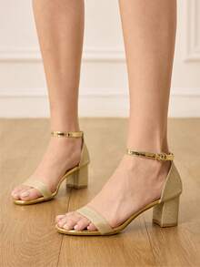 CUCCOO HITCHD Women Heeled Sandals Valentine's Day Elegant Shoes - Gold - View 5