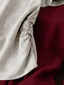 Resyla 女士樱桃字母印花短袖T恤和阔腿裤休闲两件套 - 酒紅色 - 查看 3