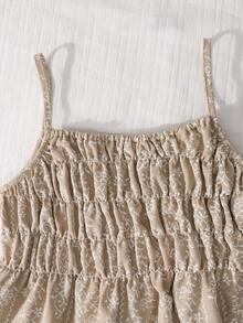 SHEIN 2pcs/Set Teen GirlCasual Camisole Top And Wide Leg Pants Set, Summer - Apricot - View 8