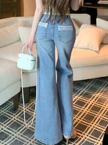 DAZY Women's Flare Jeans, Casual Sexy Denim Pants Y2k - Light Wash - View 5