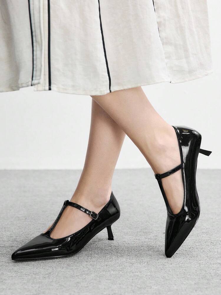 CUCCOO BIZCHIC Women's Square Toe Rhinestone Ankle Strap Sandals For Christmas