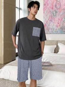 DAZY Set pigiama estivo da uomo con pantaloncini coordinati a maniche corte - Multicolore - Visualizzare 3