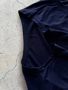 EVRINFINITE 男式字母和心形图案圆领休闲背心 - 藏蓝色 - 查看 4