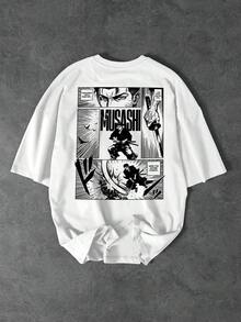 Manfinity LEGND 男士休闲时尚街头波普艺术印花宽松白色T恤，适合夏季日常通勤 - 白色 - 查看 1