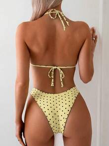 Swim Basics Bộ bikini hai mảnh in chấm bi dành cho nữ, kiểu dáng thường ngày, thích hợp cho kỳ nghỉ. - Nhiều màu - Xem 2