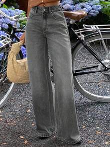 Dazy Tall Tall Women's Casual Straight Leg Jeans - Grey - View 2