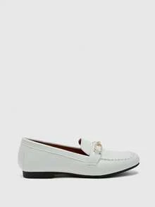 CUCCOO BIZCHIC Women's White Horsebit Bean Shoes Are Casual Flat Shoes Suitable For Daily Commuting And Leisure Travel. Spring Shoes - White - View 8
