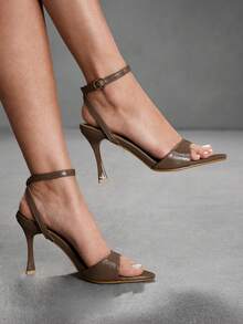 CUCCOO SZL Women's Buckle Design Fashion Daily Wear High Heel Sandals Prom Heels Summer Shoes - Mocha Brown - View 6