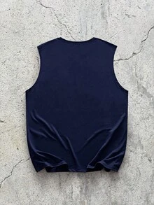 EVRINFINITE 男式字母和心形图案圆领休闲背心 - 藏蓝色 - 查看 2