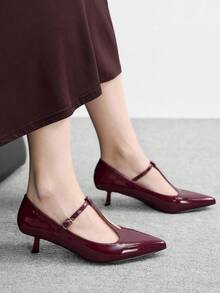 CUCCOO BIZCHIC 女士低跟后带蓝色高跟鞋 - 酒紅色 - 查看 3