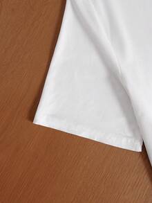 Manfinity Hypemode 2pcs Men's Solid Color Round Neck Short Sleeve T-Shirt Plain Tees - White - View 6