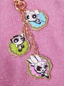 THE POWERPUFF GIRLS X SHEIN Fashionable Women's Casual Cartoon Animal Keychain - Gold - View 3