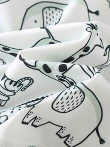 SHEIN 2pcs Baby Boy Cute Cartoon & Striped Pattern Knit Sleeveless Top And Shorts Set - Multicolor - View 5