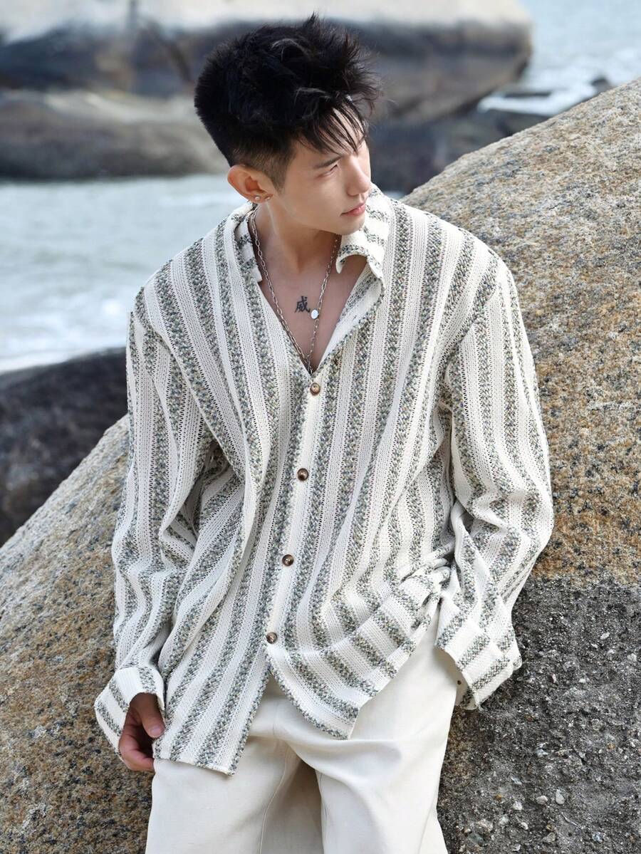 DAZY Men's Striped Long Sleeve Shirts, Spring/Summer - Multicolor - View 1