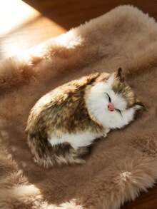 POKOJA LAND Kawaii Mini Sleeping Kitten Plush Toy Velvet Soft Stuffed Animal Decor For Bedroom Desk Car Dashboard Stress Relief Cute Cat Collectible Gift For Women Adults Cat Lovers Valentines Day Present - Pink - View 14