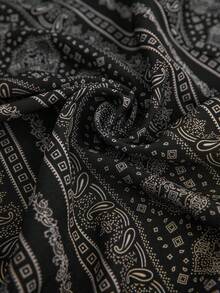 Freevana Plus Size Summer Asymmetric Hem Paisley Print Halter Neck Camisole Bohemian Festival Western Style Street Style Vacation Summer Strappy Top Black Top - Black - View 7